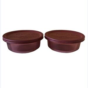 Corning Visions Cranberry food storage set 2-  1 Pint containers with lids